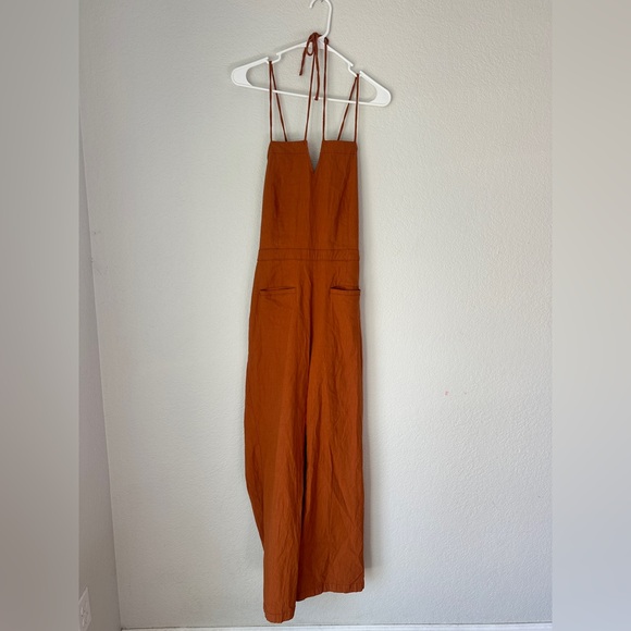 Anthro Maeve Colette Rust Strappy Back Jumpsuit 14 - Picture 9 of 13